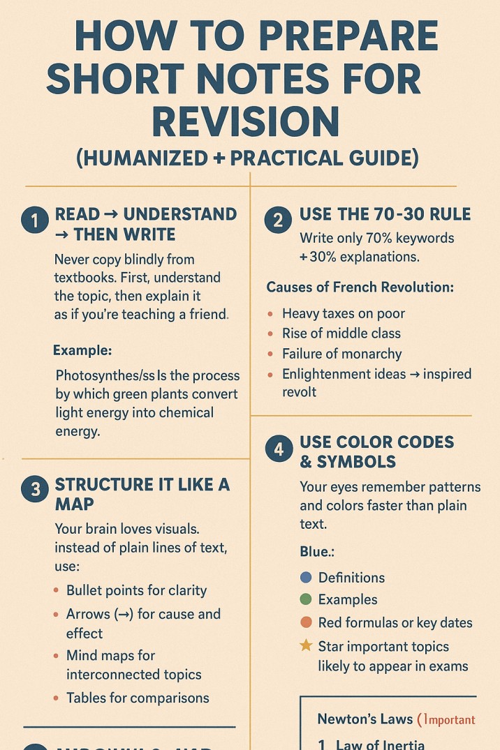 How to Prepare Short Notes for Revision (Humanized + Practical Guide)